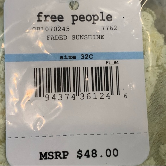 32C NWT Free People Veronica Yellow Lace Underwire Bra - Picture 12 of 12